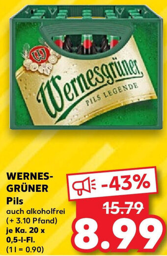 Kaufland WERNESGRÜNER Pils Ka. 20x0,5 L-Fl. Angebot
