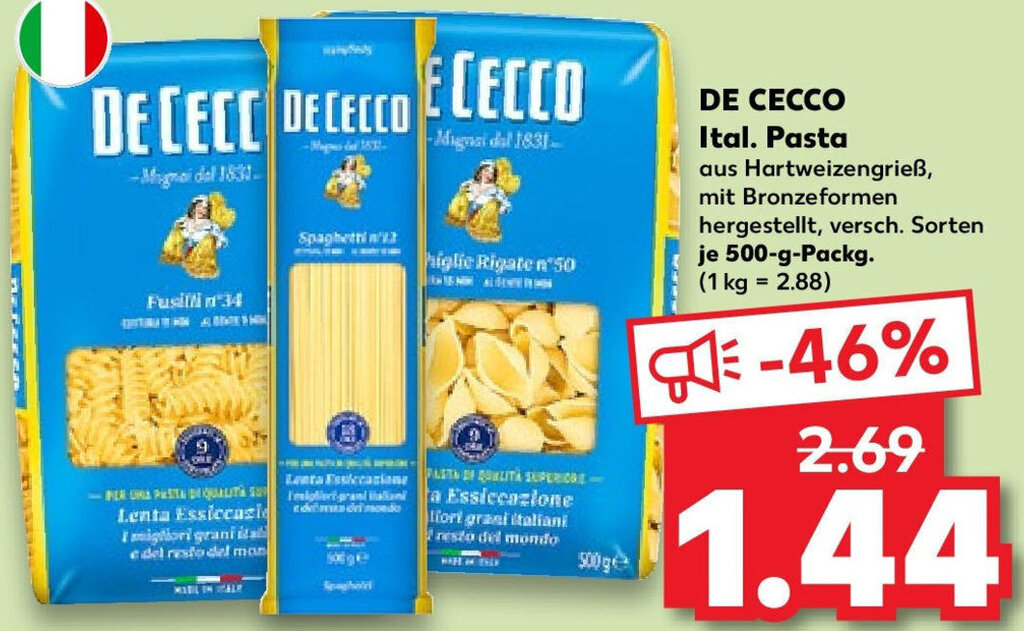 DE CECCO Ital. Pasta 500 g Packg. Angebot bei Kaufland