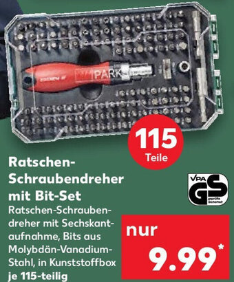Kaufland Parkside Ratschen Schraubendreher mit Bit Set 115-teilig Angebot