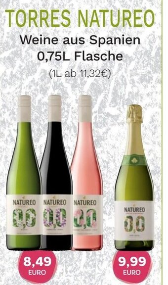 Edeka Niemerszein TORRES NATUREO Weine aus Spanien 0,75L Flasche Angebot