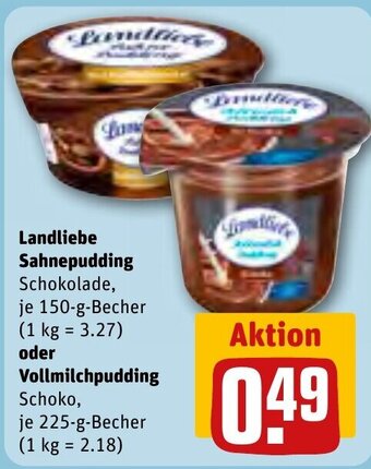 REWE Landliebe Sahnepudding Schokolade, je 150-g oder Vollmilchpudding Schoko, je 225-g Angebot