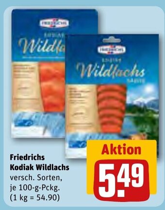 REWE Friedrichs Kodiak Wildlachs versch. Sorten, je 100-g Angebot