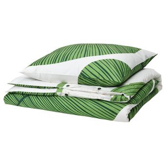 IKEA Kungscissus bettwäsche-set, 2-teilig weiß/grün 155x220/80x80 cm Angebot