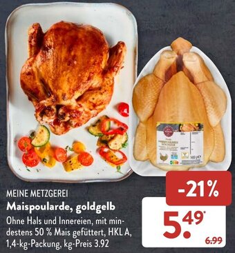 Aldi Süd MEINE METZGEREI Maispoularde, goldgelb 1,4 kg Packung Angebot