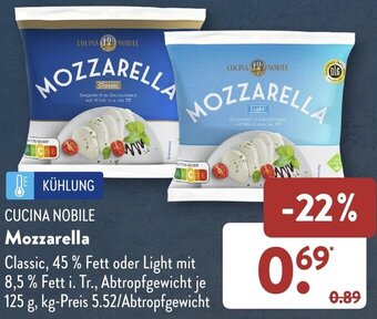 Aldi Süd CUCINA NOBILE Mozzarella 125 g Angebot