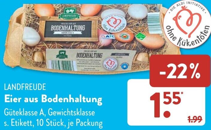 Aldi Süd LANDFREUDE Eier aus Bodenhaltung 10 Stück Angebot
