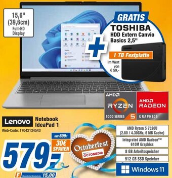 expert Octomedia Lenovo Notebook IdeaPad 1 Angebot