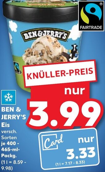 Kaufland BEN & JERRY'S Eis 400-465 ml Packg. Angebot