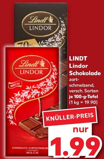 Kaufland LINDT Lindor Schokolade 100 g Tafel Angebot