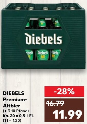 Kaufland DIEBELS Premium-Altbier Ka. 20x0,5 L-Fl. Angebot