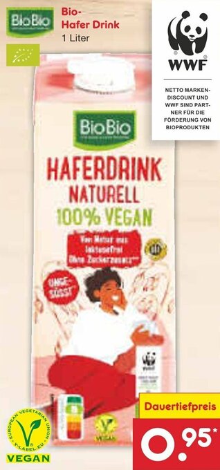 Netto Marken-Discount Bio-Hafer Drink 1 Liter Angebot