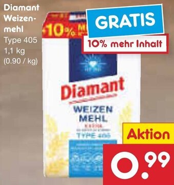 Netto Marken-Discount Diamant Weizenmehl Type 405, 1,1 kg Angebot