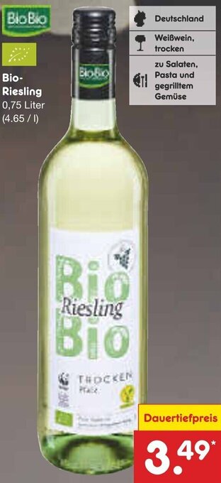 Netto Marken-Discount Bio-Riesling 0,75 Liter Angebot