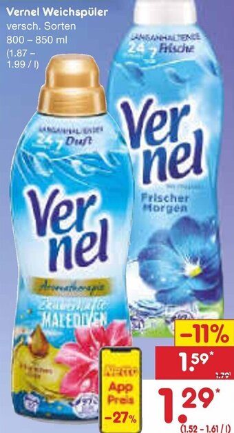Netto Marken-Discount Vernel Weichspüler 800-850 ml Angebot