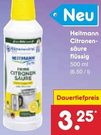 Netto Marken-Discount Heitmann Citronensäure flüssig 500 ml Angebot