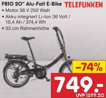 Netto Marken-Discount TELEFUNKEN F810 20" Alu-Falt E-Bike Angebot