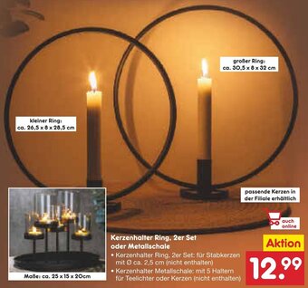 Netto Marken-Discount Kerzenhalter Ring, 2er Set oder Metallschale Angebot