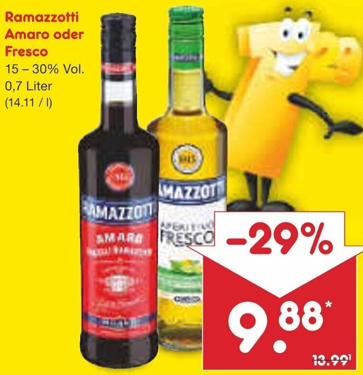 Netto Marken-Discount Ramazzotti Amaro oder Fresco 0,7 Liter Angebot