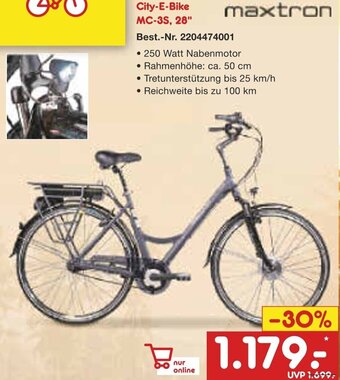 Netto Marken-Discount Maxtron City-E-Bike MC-3S, 28" Angebot