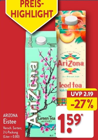 Aldi Nord ARIZONA Eistee 2 L Packung Angebot
