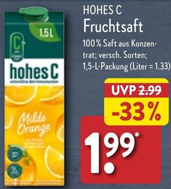 Aldi Nord HOHES C Fruchtsaft 1,5 L Packung Angebot