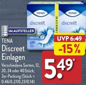 Aldi Nord TENA Discreet Einlagen Angebot