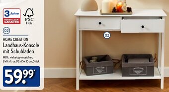 Aldi Nord HOME CREATION Landhaus-Konsole mit Schubladen Angebot