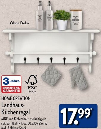 Aldi Nord HOME CREATION Landhaus-Küchenregal Angebot