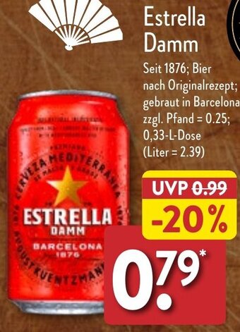 Aldi Nord Estrella Damm 0,33 L Dose Angebot