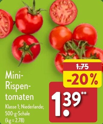 Aldi Nord Mini-Rispentomaten 500 g Schale Angebot