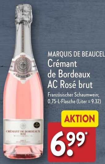 Aldi Nord MARQUIS DE BEAUCEL Crémant de Bordeaux AC Rosé brut 0,75 L Flasche Angebot