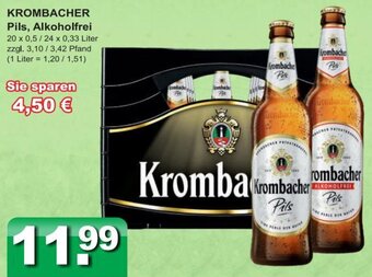 Getränkeparadies Gefromm KROMBACHER Pils, Alkoholfrei 20 x 0,5/24 x 0,33 Liter Angebot