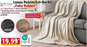 Norma bella casa Luxus Pelzimitat-Decke Fake Rabbit Angebot