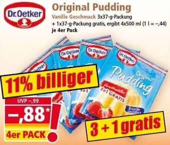 Norma Dr. Oetker Original Pudding 3x37 g Packung Angebot