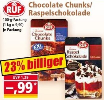 Norma RUF Chocolate Chunks/ Raspelschokolade 100 g Packung Angebot