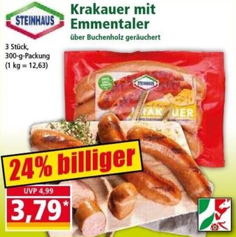 Norma Steinhaus Krakauer mit Emmentaler 300 g Packung Angebot