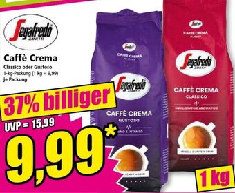 Norma Segafredo Caffè Crema 1 kg Packung Angebot