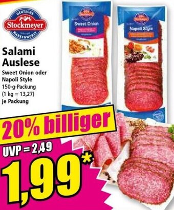 Norma Stockmeyer Salami Auslese 150 g Packung Angebot