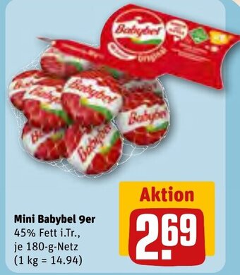 REWE Mini Babybel 9er 45% Fett i.Tr., je 180-g Angebot