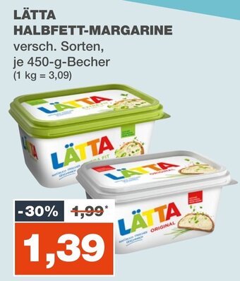 mein real LÄTTA HALBFETT-MARGARINE 450 g Becher Angebot