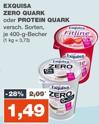 mein real Exquisa ZERO QUARK oder PROTEIN QUARK 400-g-Becher Angebot