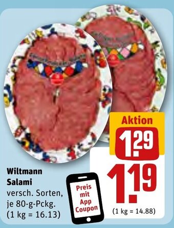 REWE Wiltmann Salami 80g Angebot