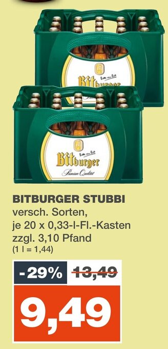 mein real BITBURGER STUBBI 20 x 0,33-l-Fl. Angebot