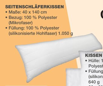 mein real SEITENSCHLÄFERKISSEN 40 x 140 cm Angebot