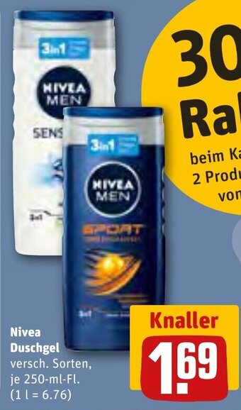 REWE Nivea Duschgel versch. Sorten, je 250-ml-Fl. Angebot
