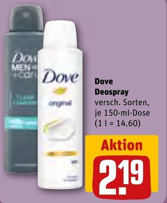 REWE Dove Deospray versch. Sorten, 150ml Angebot