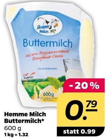 NETTO Hemme Milch Buttermilch 600 g Angebot