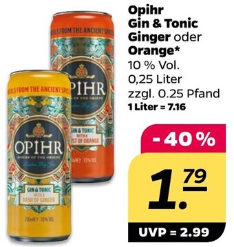 NETTO Opihr Gin & Tonic Ginger oder Orange 0,25 Liter Angebot