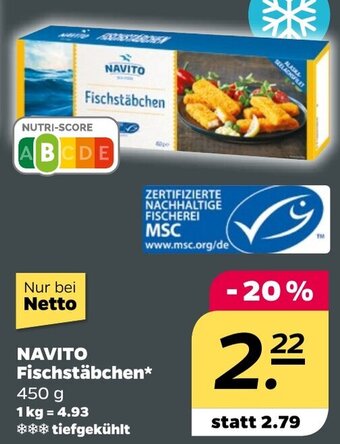 NETTO NAVITO Fischstäbchen 450 g Angebot