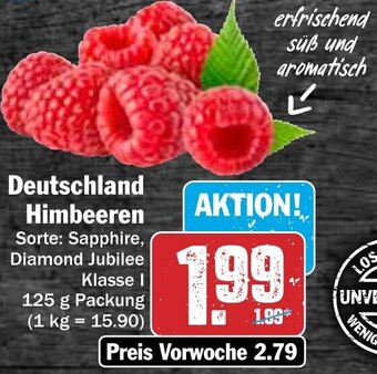 Hit Deutschland Himbeeren 125 g Packung Angebot
